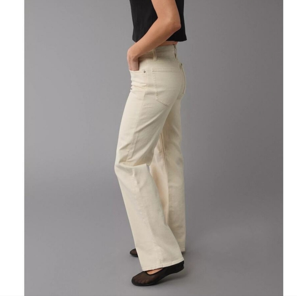 AE77 AE Stovepipe Selvedge Cream Jeans 10 American Eagle 30 Waist